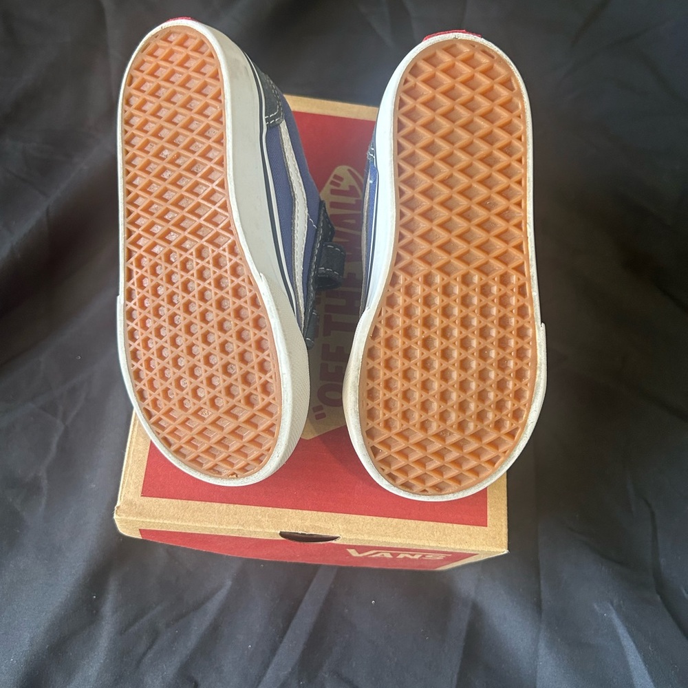 Vans Kids Navy and White Velcro Sneakers - Picture 4 of 5